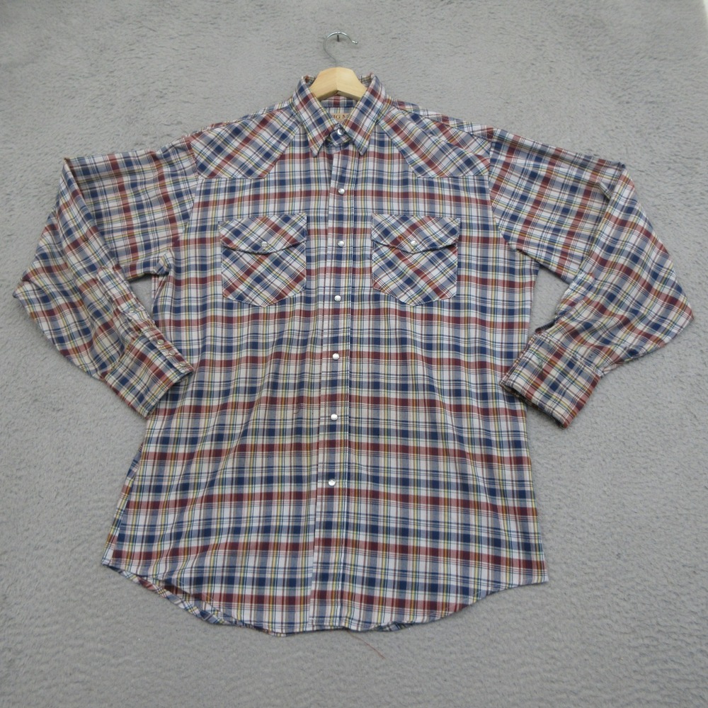 Vintage Big Mac Western Shirt Men XL Plaid Pearl Snap Workwear Americana Utility